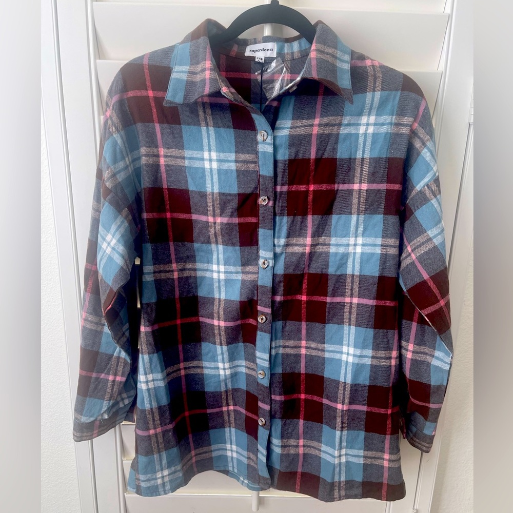 NWT Superdown  Oversized Flannel in XXS